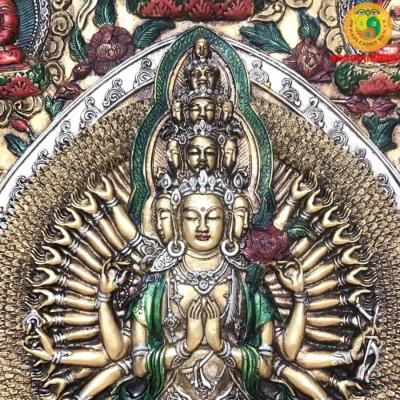 Tranh Thangka Kiểu cổ 3D Thiên Thủ Quan Âm